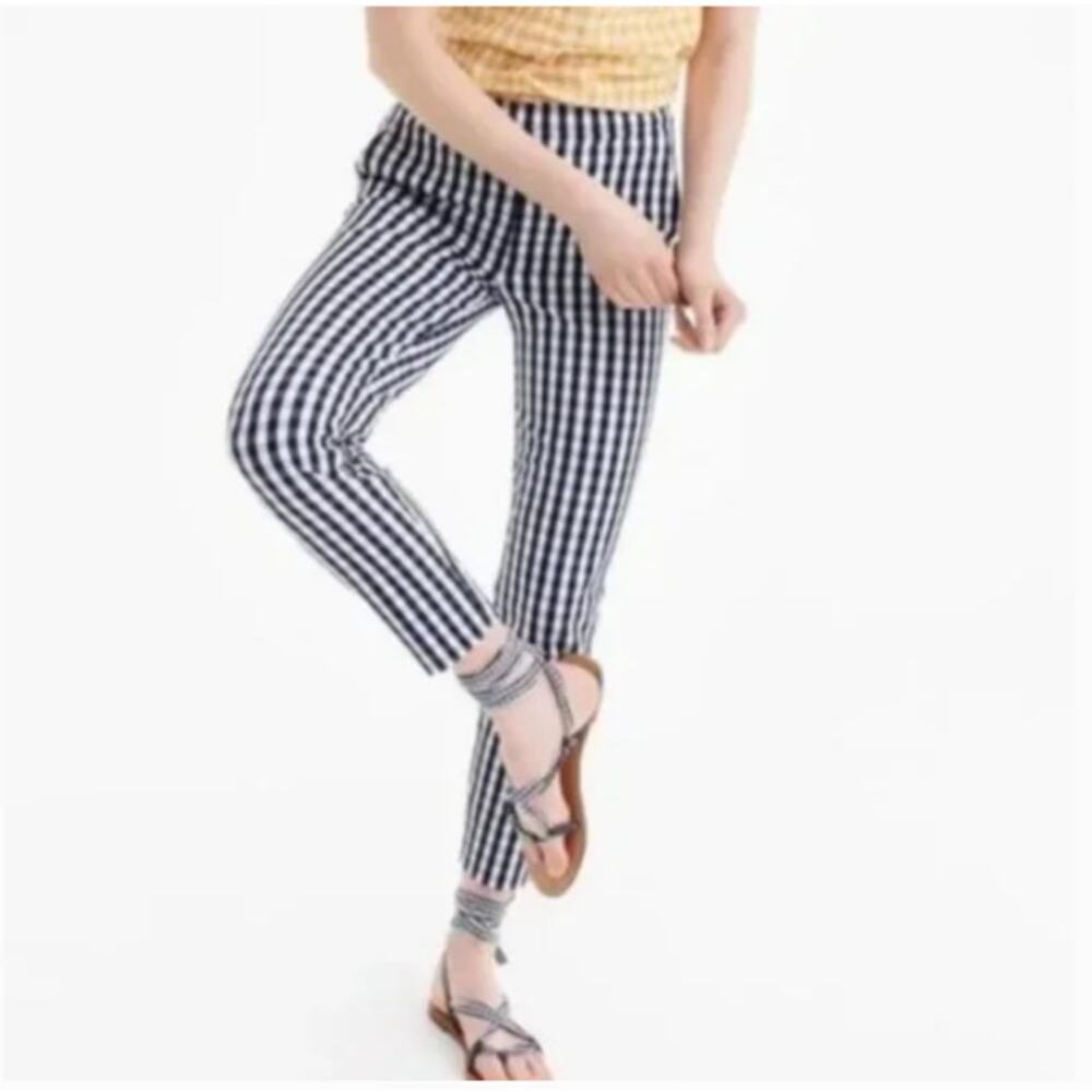 J. Crew Martie Navy Gingham Skinny Pants Size 10